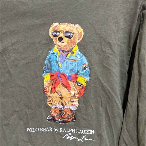 Polo by Ralph Lauren Kids Olive Utility Bear Long Sleeve Tee SZ XL 18-20 - Picture 5 of 9